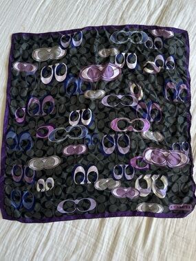 Coach purple monogram silk scarf